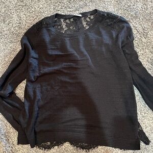 Cabi  Blouse Black Long Sleeve Lace Back large